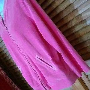 PINK PIN-RIBBED VELOUR ZIP JACKET